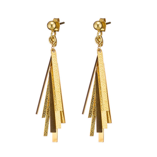 Baguette Beads Drop Earrings (Silver)