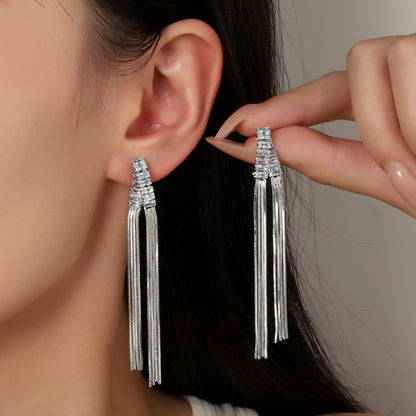 Baguette Beads Drop Earrings (Gold)