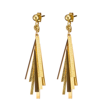 Baguette Beads Drop Earrings (Gold)