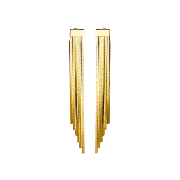 Baguette Beads Drop Earrings (Silver)